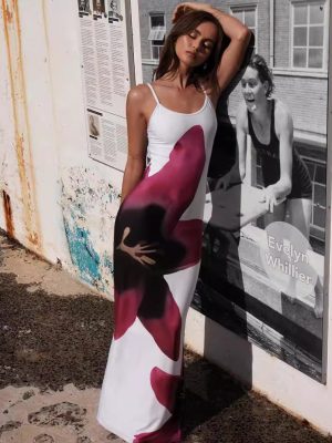 Summer Floral Spaghetti Strap Women Beach Dress
