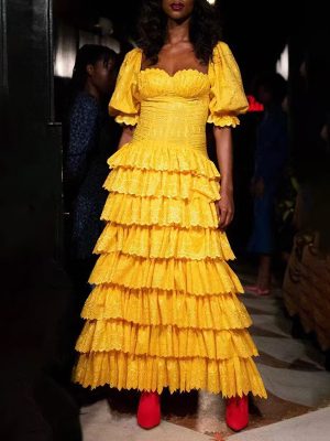 Summer Party Square Collar Puff Sleeve Dress
