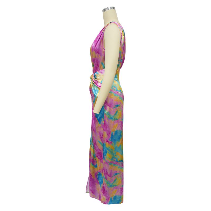 Women’s Tie Dye Waist Dress with Split - Image 3