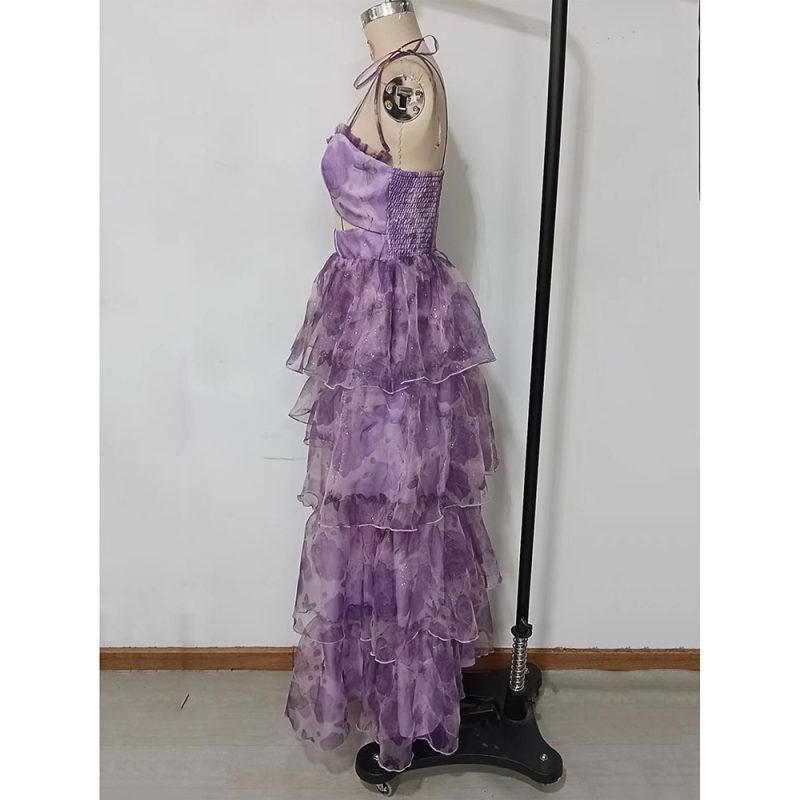 Summer Mesh Spaghetti Strap Ruffle Tiered Dress - Image 4