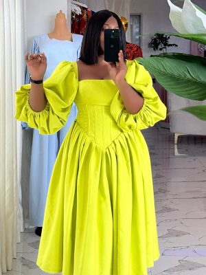 Women's Sweet Fresh High Waist A-Line Autumn Dress