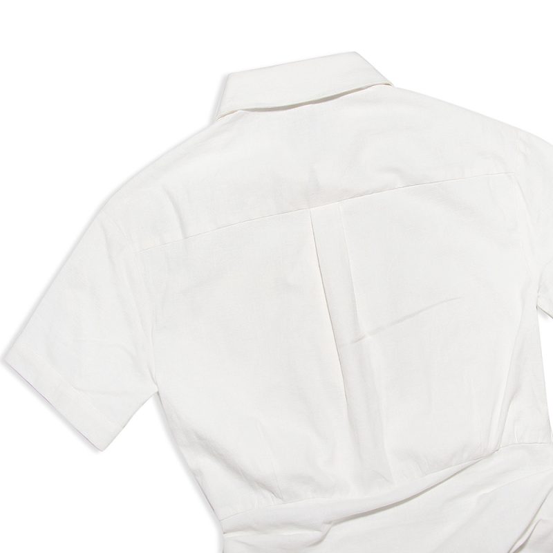 Trendy Women’s Cropped Shoulder Cutout Shirt Dress - Image 4
