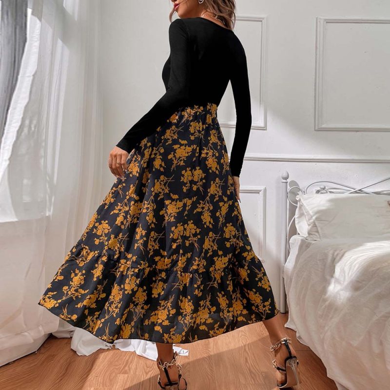 Women's Summer Travel V-Neck Floral Midi Dress - Image 2