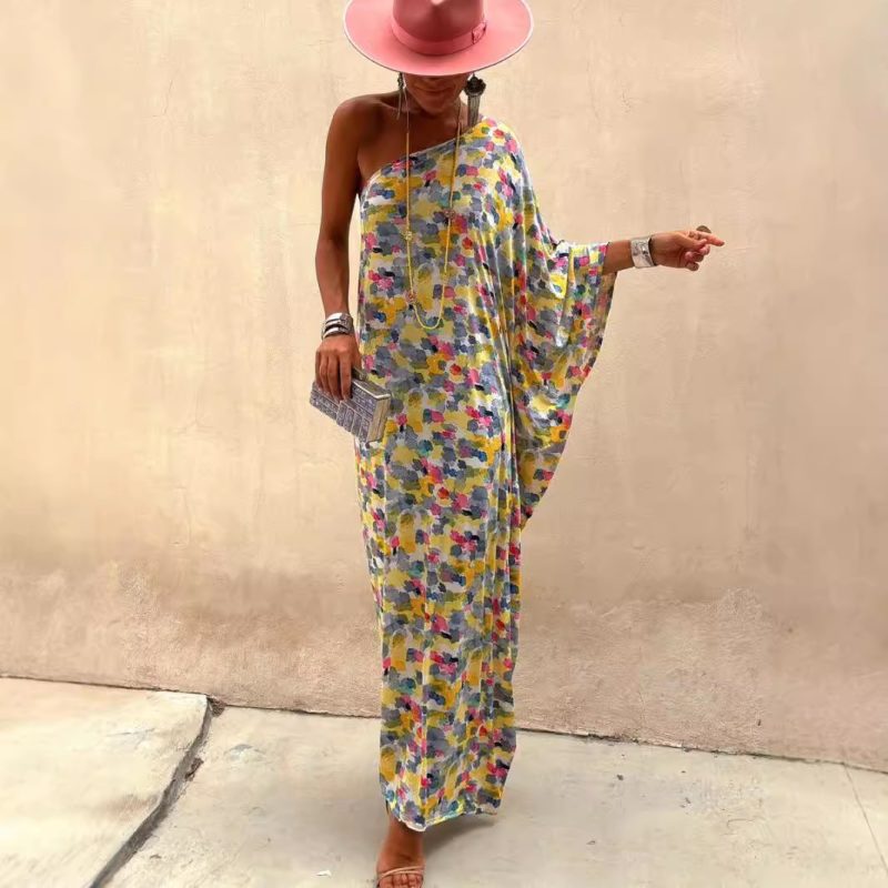Printed One Shoulder Loose Fit Women Dress - Image 2