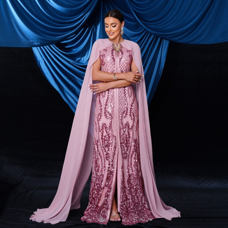 High-End Sequined Evening Dress with Flying Sleeves - Image 4