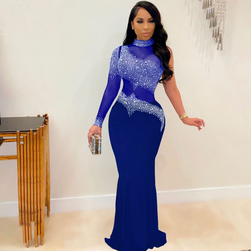 Women’s Rhinestone Mesh Slim Fit Party Dress