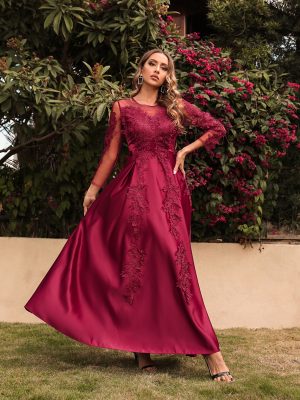 Women’s Lace Swing Trailing Banquet Evening Dress