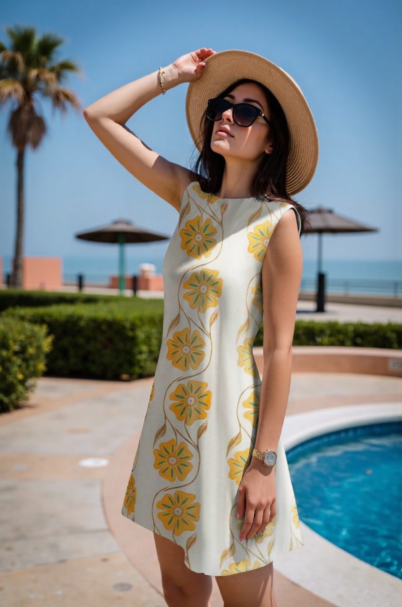 Sleeveless Round Neck Floral Midi Dress Women - Image 2