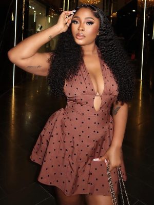 Women’s Polka Dot Pleated A Line Short Dress