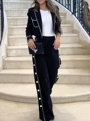 Women’s Blazer and Wide Leg Pants Set