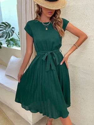 Women’s Elegant Pleated Summer Midi Dress