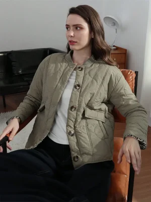 Women Elegant Quilted Autumn Jacket