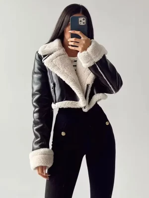 Women’s Vintage Faux Leather Short Jacket