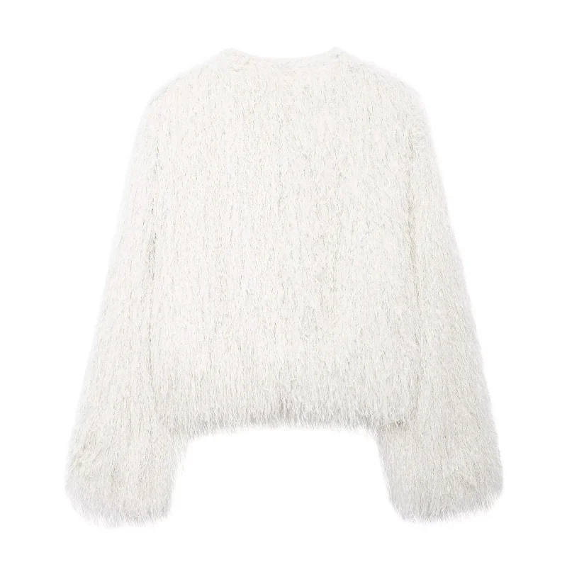 Women’s Faux Fur Cropped Coat - Image 4