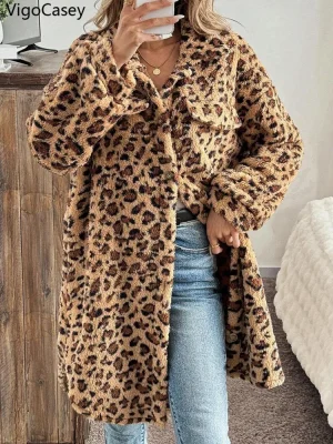 Women’s Leopard Print Plush Winter Coat