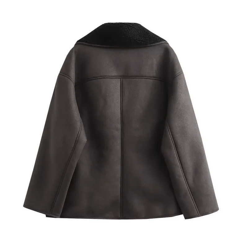 Women’s Warm Faux Leather Jacket - Image 3