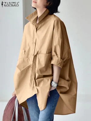 Chic Oversized Shirt Loose Collar Top