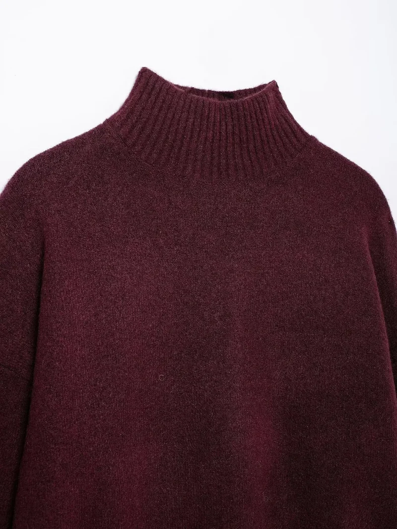 Women’s Burgundy Turtleneck Sweater - Image 5
