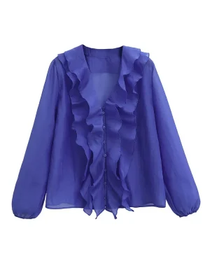 Women’s Ruffle V-Neck Blouse