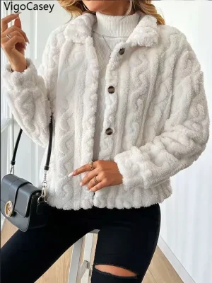 Women’s White Plush Winter Jacket