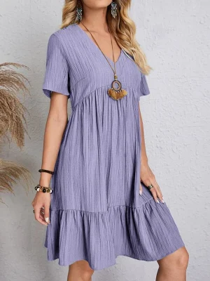 Women’s Vintage V-Neck A-Line Mini Dress