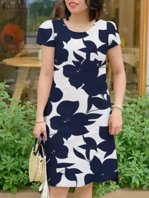 Floral Print Short Sundress Summer Casual Beach Dress
