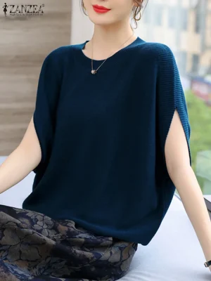 Stylish Bat Sleeve Knit Blouse