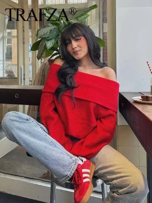 Women’s Off-Shoulder Knitted Sweater