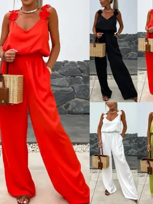 Women’s Casual Sleeveless Pocket Jumpsuit