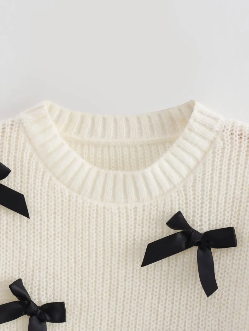 Women Elegant Bow Knitted Sweater - Image 8
