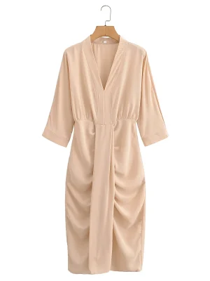 Women’s V-Neck Draped Dress