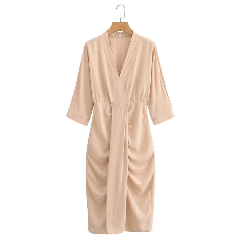 Women’s V-Neck Draped Dress