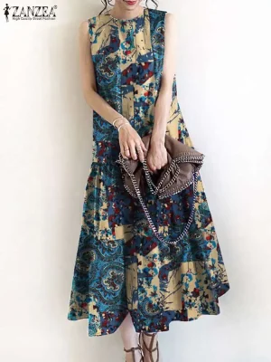Bohemian Vintage Midi Dress