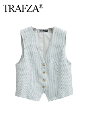 Women’s Striped V-Neck Vest