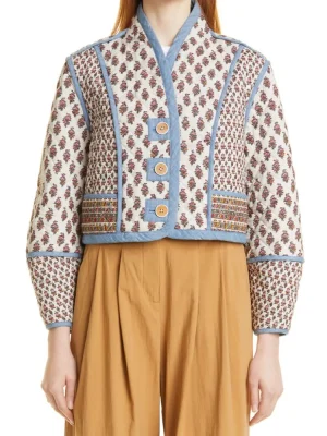 Women’s Elegant Floral Print Reversible Short Coat