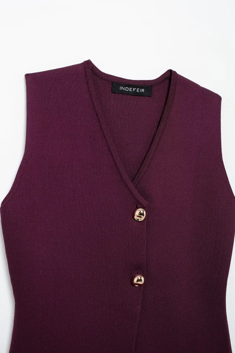 Women’s Wine Red Knitted Skirt Set - Image 8