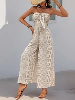 Summer Strapless Wide Leg Jumpsuit