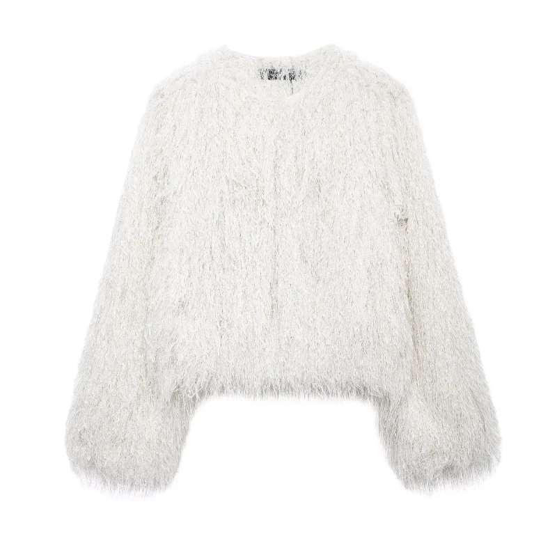 Women’s Faux Fur Cropped Coat - Image 3