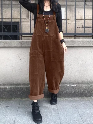 Women’s Autumn Wide Leg Corduroy Jumpsuit