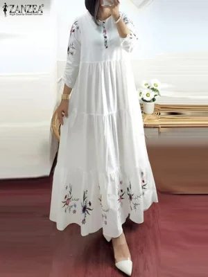 Women’s Elegant Floral Print Maxi Abaya