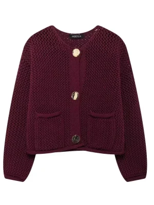 Women’s Vintage Wine Red Knit Cardigan