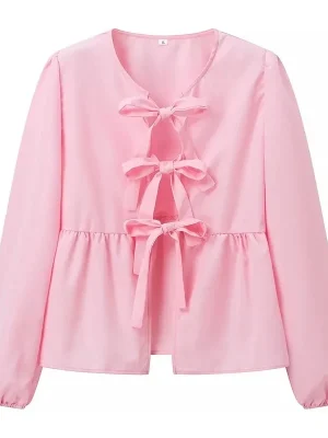 Women’s Solid Bow Tie Blouse