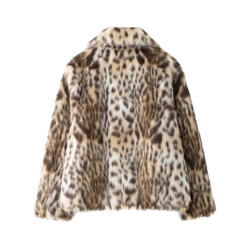 Women’s Leopard Faux Fur Coat - Image 4