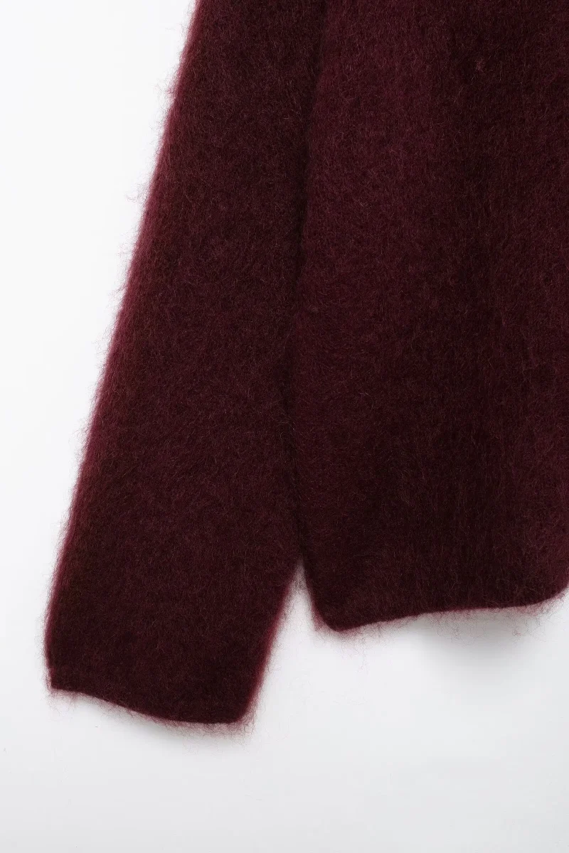 Women’s Vintage Wine Red Sweater - Image 5