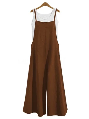 Women’s Summer Cotton Linen Wide Leg Jumpsuit
