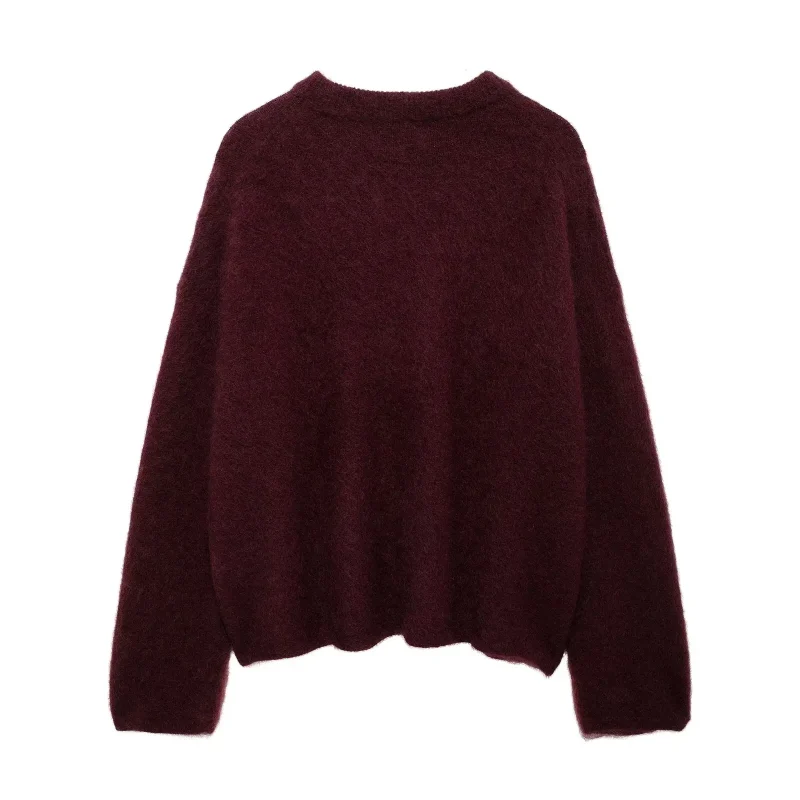 Women’s Vintage Wine Red Sweater - Image 2