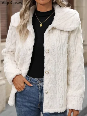 Autumn Winter Soft White Cardigan Coat