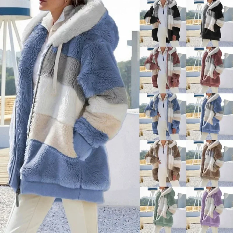Women’s Plus Size Teddy Bear Fleece Coat - Image 5