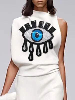 Women’s Sleeveless Sequin Eye T-Shirt