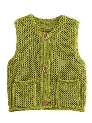 Women’s Button Knit Vest Top